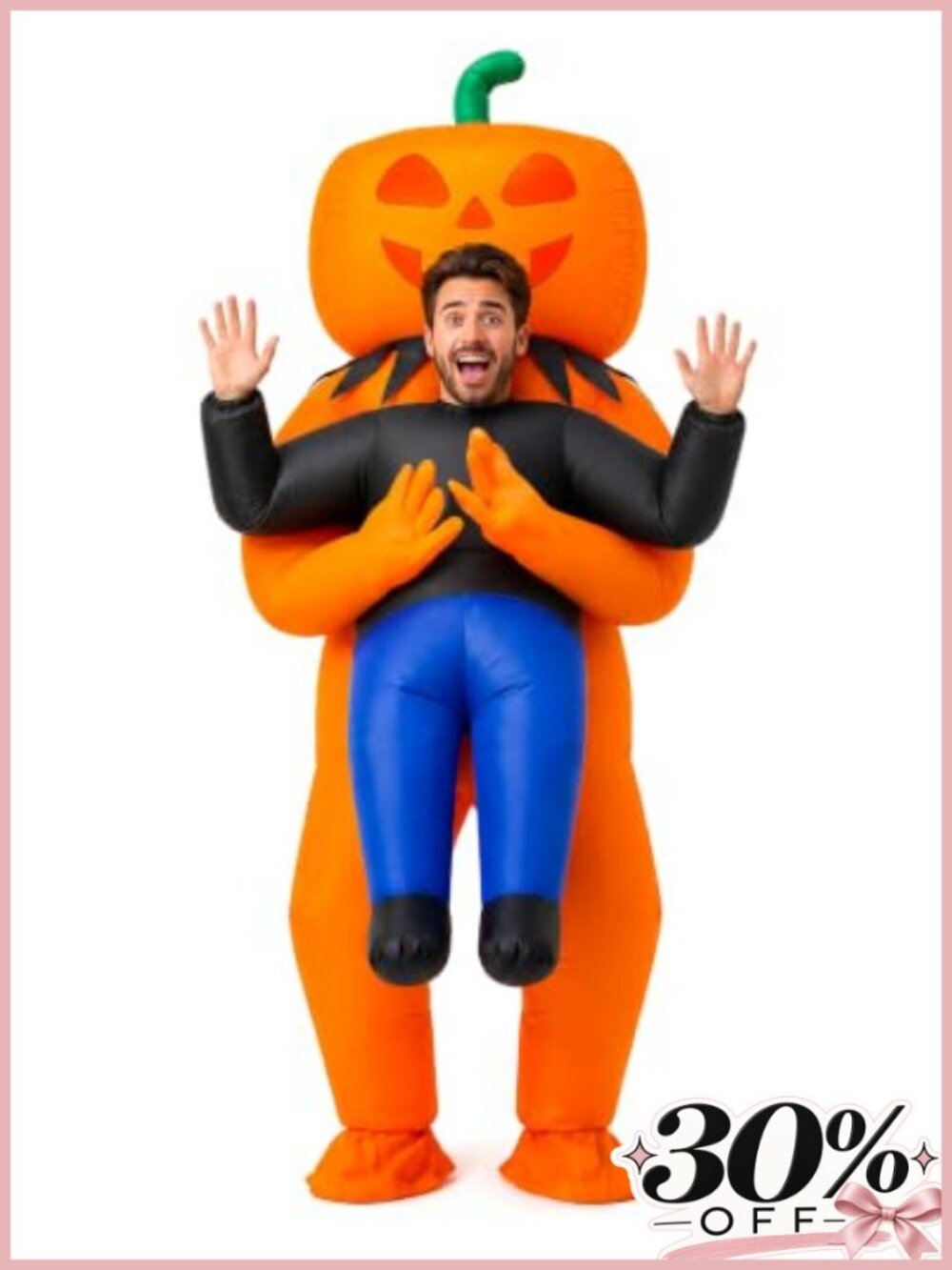 Inflatable Pumpkin Monster Costume One Size Funny Halloween Blow Up Suit